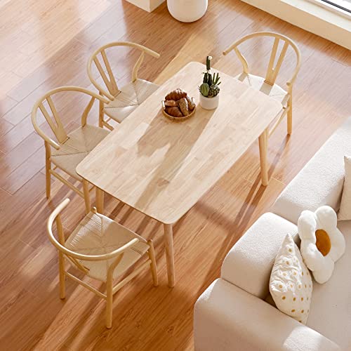 Letra Wishbone Chairs Set Of 2, Ash Wood Wishbone Dining Chair With Y Backrests Woven Paper Cord Seats, Mid Century Modern Chairs For Dining Room Fully-Assembled, Wooden Dining Chairs, Oak #TOP1