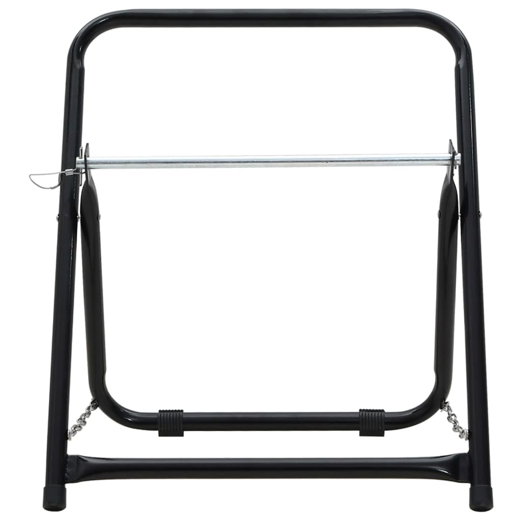 Carrello per tubo da 48 cm, 45 kg, nero, in acciaio verniciato a polvere, pieghevole e mobile, con avvolgitubo e supporto per tubo flessibile per irrigazione da giardino