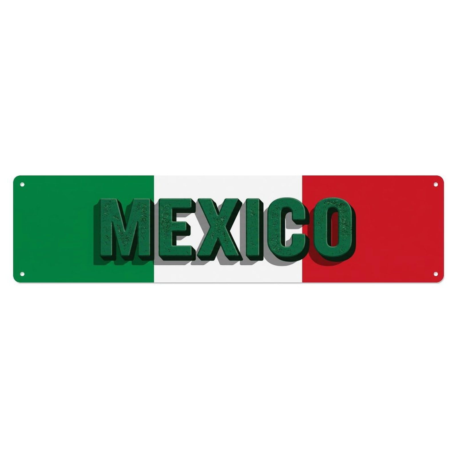 Vintage Mexico Flag Pattern Metal Tin Sign