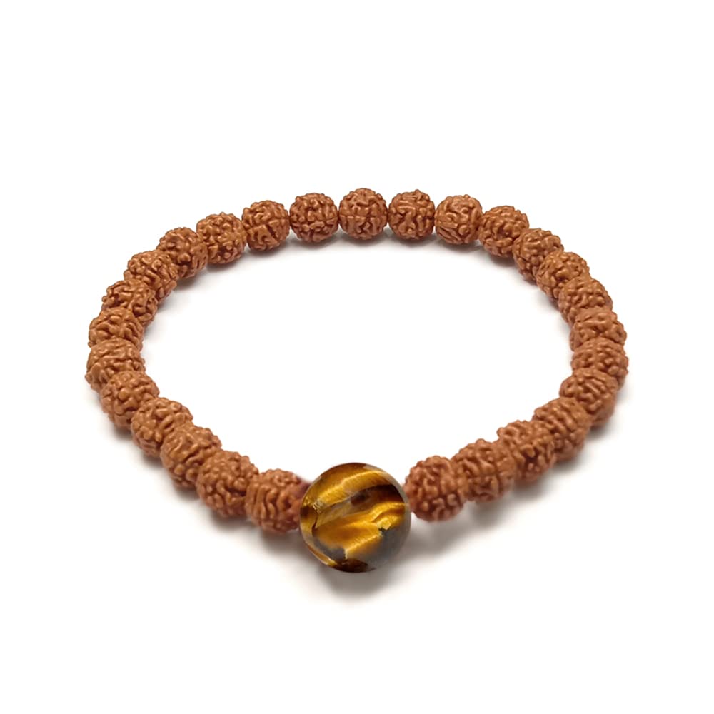 Chitshakti Lab Certified Original Panchmukhi Rudraksha Bracelet with Tiger Eye| AAA Grade Hand-sorted Rudraksha Stretchable Bracelet |Unisex both for Men and Women (B0BNBJCK48) Amazon Price History, Amazon Price Tracker