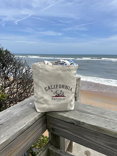 Ink Trendz Vintage California Republic Grunge Bear 10oz. Natural Canvas Cotton Tote3