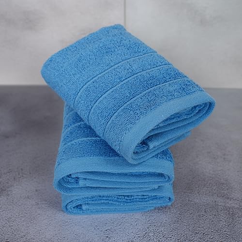 Image of Tens Towels Pack of 6 Hand Towels, 100% Cotton, Lighter Weight, Quick to Dry, 16 x 28 Inches, Super Soft & Absorbent, Perfect for Bathroom & Kitchen, Blue