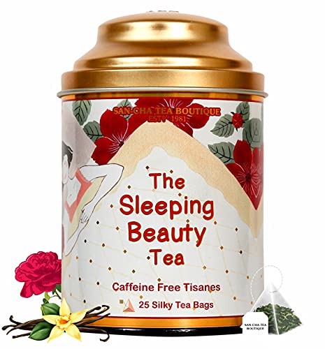 Image of Sancha Tea Boutique, Bed Time Tea Bundle, Caffeine-Free Herbal Tisanes, Sleeping Beauty, Chamomile & Bedtime Teas, 50 Biodegradable Pyramid Bags & 100g Loose Leaf