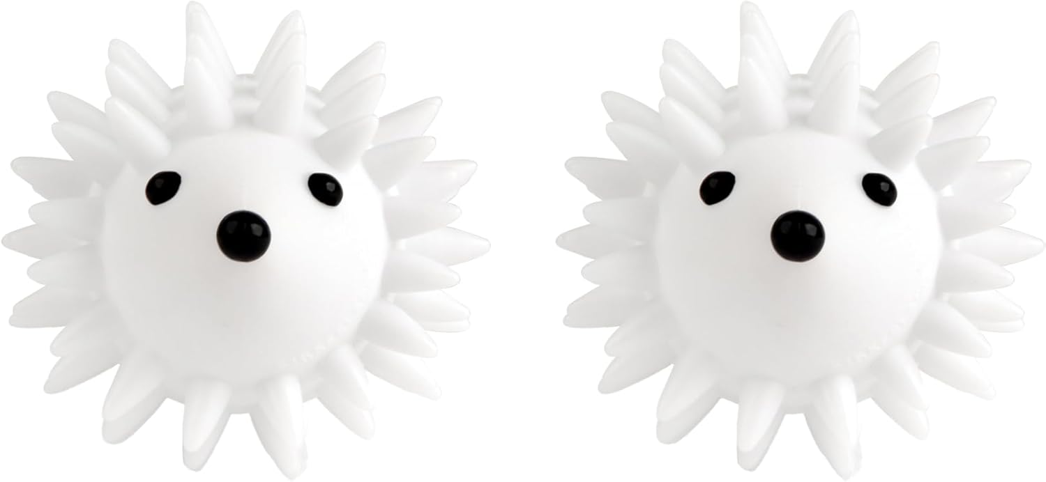 Kikkerland Set of Two Reusable Dryer Buddies for Laundry – Fabric Softener Dryer Balls – Control Static, Remove Wrinkles, Dry Clothes Faster, Hedgehogs