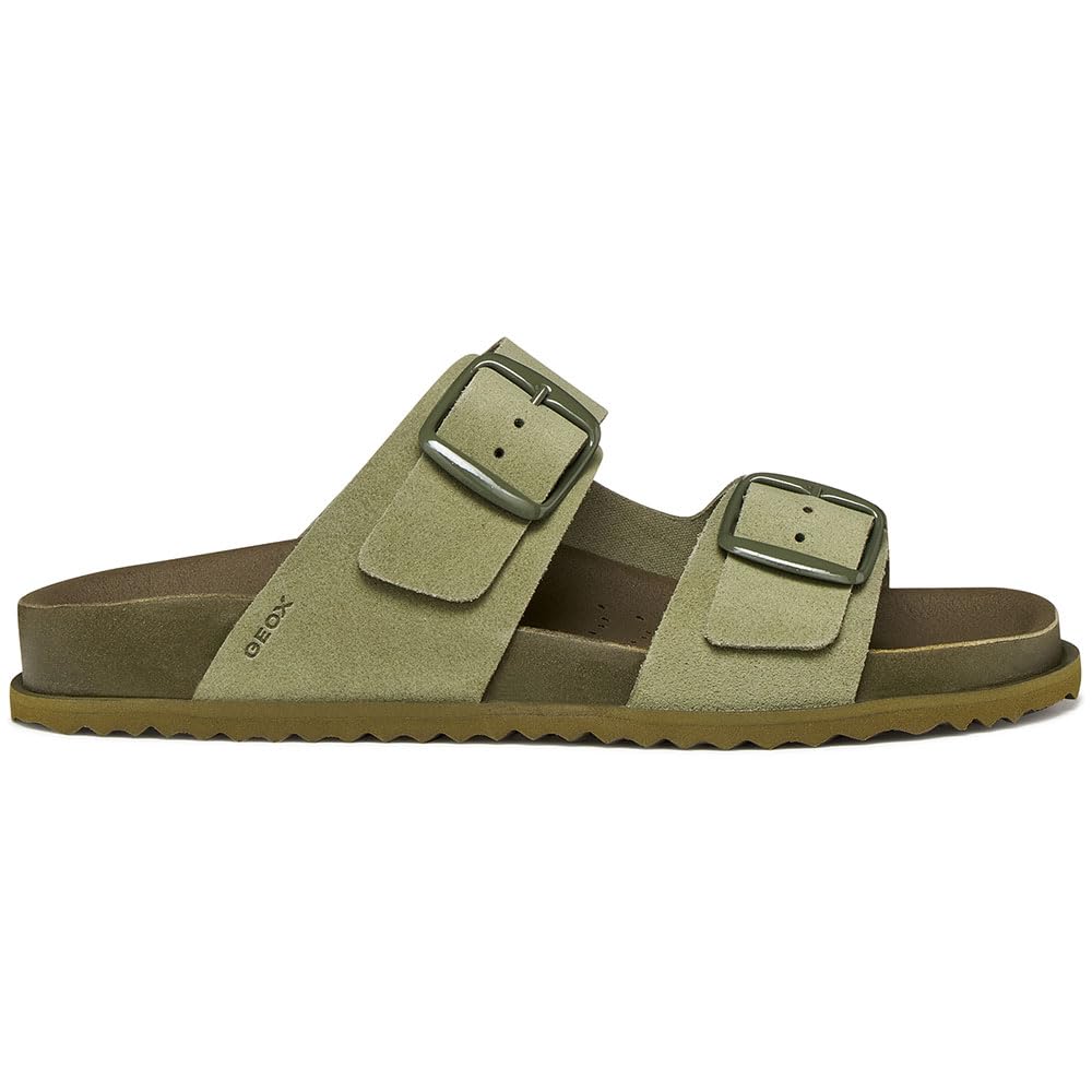 Geox Women's D SANDYBETT A Flat Sandal, Olive, 38 EU