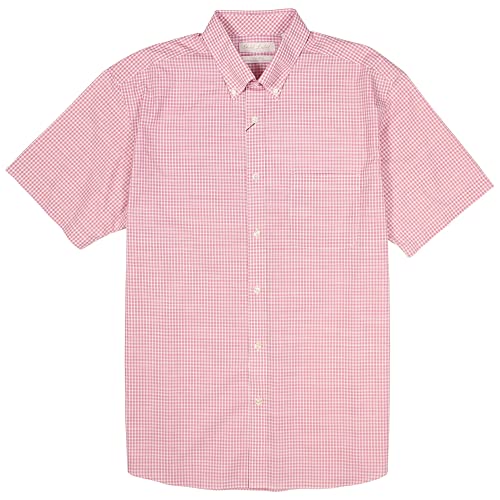 Gold Label Men's Short Sleeve Pocket Shirt Non-Iron Wrinkle-Resistant, Regular Sizes (Bright Berry 042, Large, L)