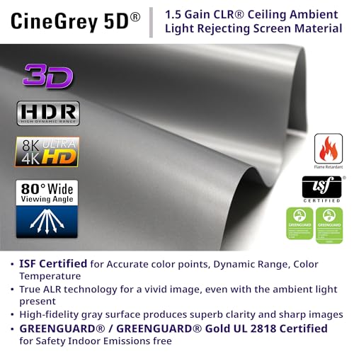 Image of Elite Screens Starling Tab-Tension 2 CineGrey 5D, 150 inch 16:9, Ceiling and Ambient Light Rejecting Electric Projector Screen Programmed Remote Kit, CLR /ALR Tab-Tension Projection Screen, STT150U2HD5-E6