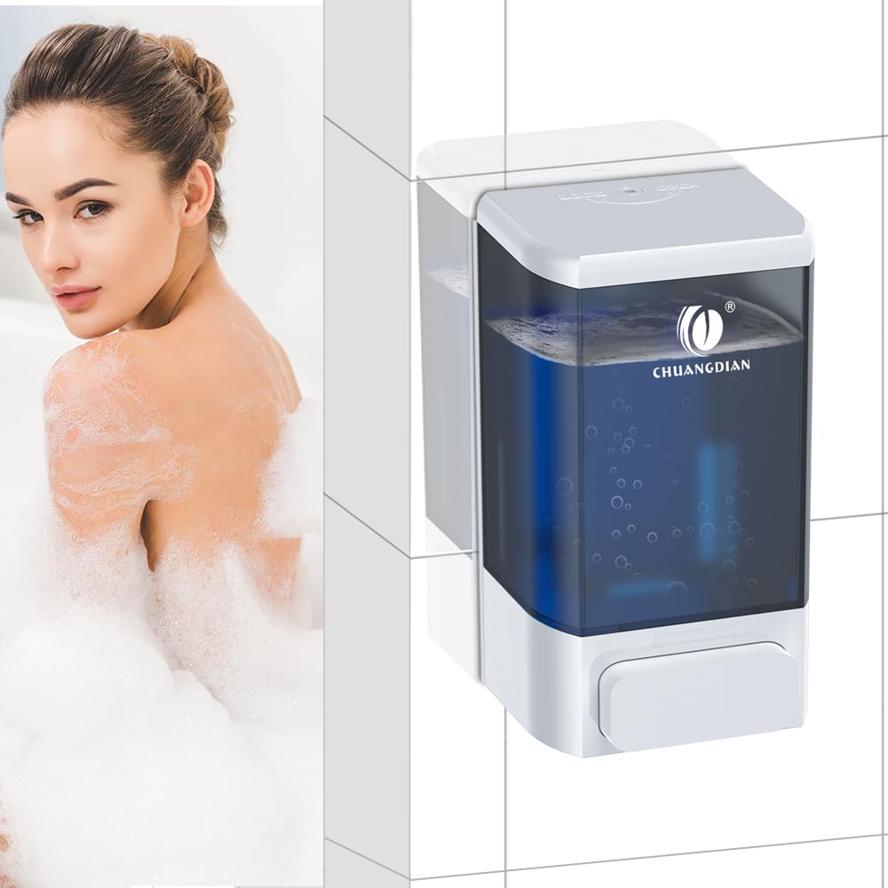 Dispenser Sapone Muro Manuale 1000 ML, Dispenser Sapone Liquido per Cucina Bagno Doccia Shampoo Bagnoschiuma Ristoranti Hotel Ospedali Studi Professionali Palestre,Senza Pugni, Bianco Perla