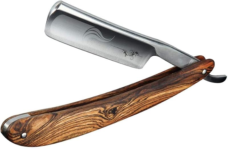 Navalha de barbear Liuqo com cabo de madeira e lâmina de aço carbono, modelo LQXDW