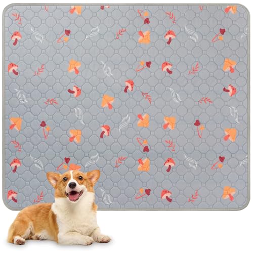 Image of Sunheir Washable Pee Pads for Dogs, Reusable Dog Pads Extra Large Non-Slip Dog Pee Pads, Waterproof & Absorbent Pet Training Pads for Puppy Playpen, Whelping Box, Potty Training, Light Grey, 72 inchx 72 inch