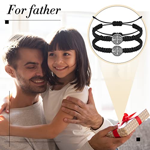 Fumete 2 Pcs Catholic Bracelet Saint Benedict Medal Bracelet Adjustable String Bracelets Religious Gifts For Men Women Birthday Holiday Gifts (Black) #TOP29