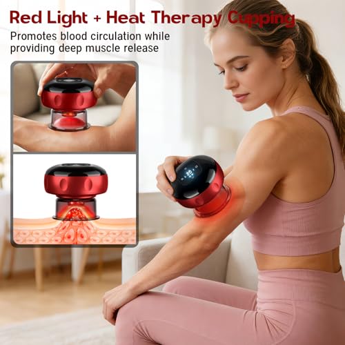 Cakoutanb 2 Pack Smart Cupping Therapy Set, 7-in-1 Electric Cupping Massager with Red Light and Heat, 2 Modes, 20-Level Suction and Heat, Cupping Kit for Muscle Soreness and Skin Care - image 2
