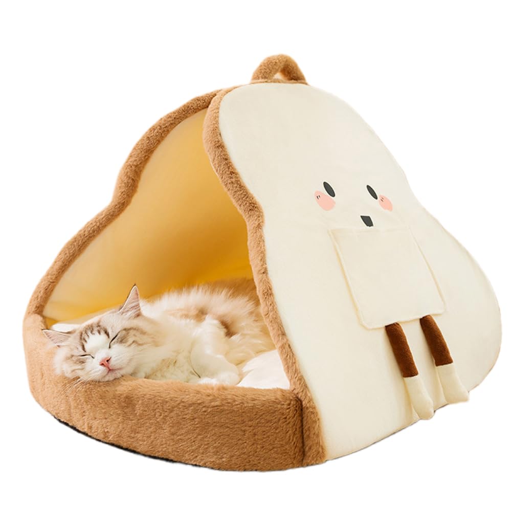 Dog Bed Cat Mats Cushion Cute Bread Pet Mattress Bed Toast Mats Bedding Pad for Small Medium Dogs and Cats, Soft Portable Cat Cushion Dog Bed Creative Toast Bread Slice Mattress (Medium, A)