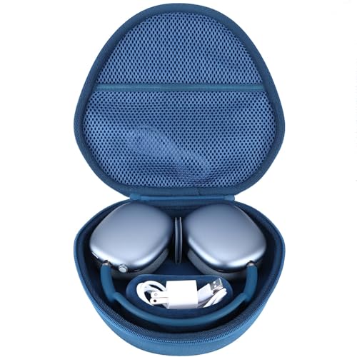 Protection AirPods Max rigide bleue avec housse de transport zippée