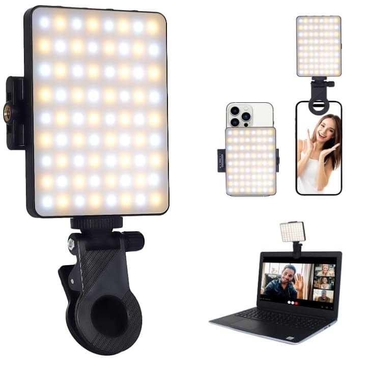 Lumière LED portable selfie avec 3 modes d'éclairage rechargeables sur clip