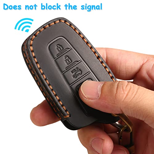Easyant Handmade Leather Car Key Fob Cover Fit For Toyota Camry Corolla Highlander Rav4 Avalon C-Hr Prius Gt86 4 Buttons Black #TOP4