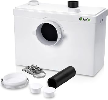 SANI600 Classic Sanitary Shredder with Stainless Steel Automatic Pump for Wastewater Removal, Silent, 3/1 Inlets for Toilet Sink 600 W, White