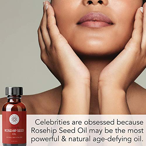 Rosehip Facial Oil, 1 Fl Oz - For Face, Nails, Hair And Skin - Cold Pressed And Unrefined Moisturizing Oil - By Pure Body Naturals #TOP2