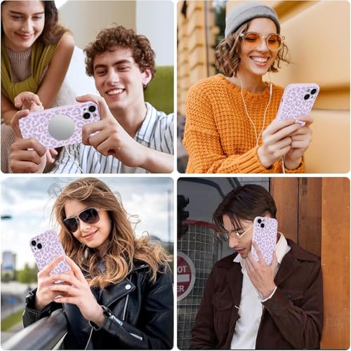Cinysnt Cute Cheetah Print Magnetic Phone Case for iPhone 13 6.1", Compatible with MagSafe, Aesthetic Cool Purple Leopard Pattern Slim Bumper Shockproof Protective Cover Funda for Women Girls by Cinysnt - Used condition - Image 8