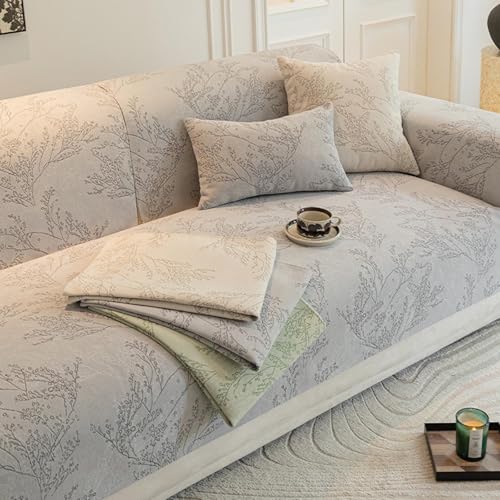 Couvre-canapé en chenille gris 45x45 cm | Housse de coussin douce lavable