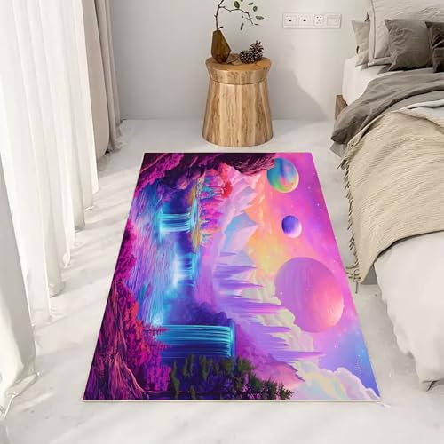 Tapis de chambre moderne lavable et antidérapant violet - 3