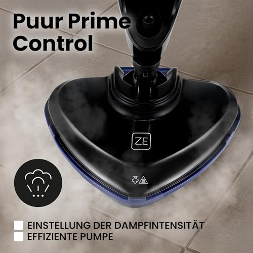 Zeegma Dampfmopp Handdampfreiniger Puur Prime Control 13 in 1 Düsenset für Böden, Teppiche, Fliesen, Fugen, Fenster, Stoffe, reinigungsmittelfreie Reinigung, zusammenklappbar, 1500 W, 400 ml