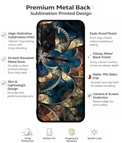Image of Fractional Pattern Design Premium 2D Printed Metal Back Case Cover for Vivo V29E 5G