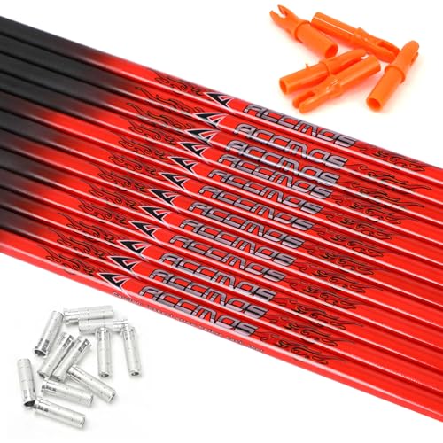 PHILOCS 6pc 32-Inch Spine-400 Arrow Shafts DIY Kits Set Targeting Hunting Carbon Arrow Shaft Tube Rod for Compound Bow Recurve Bow Adult Youth Archery with Inserts Orange Nocks