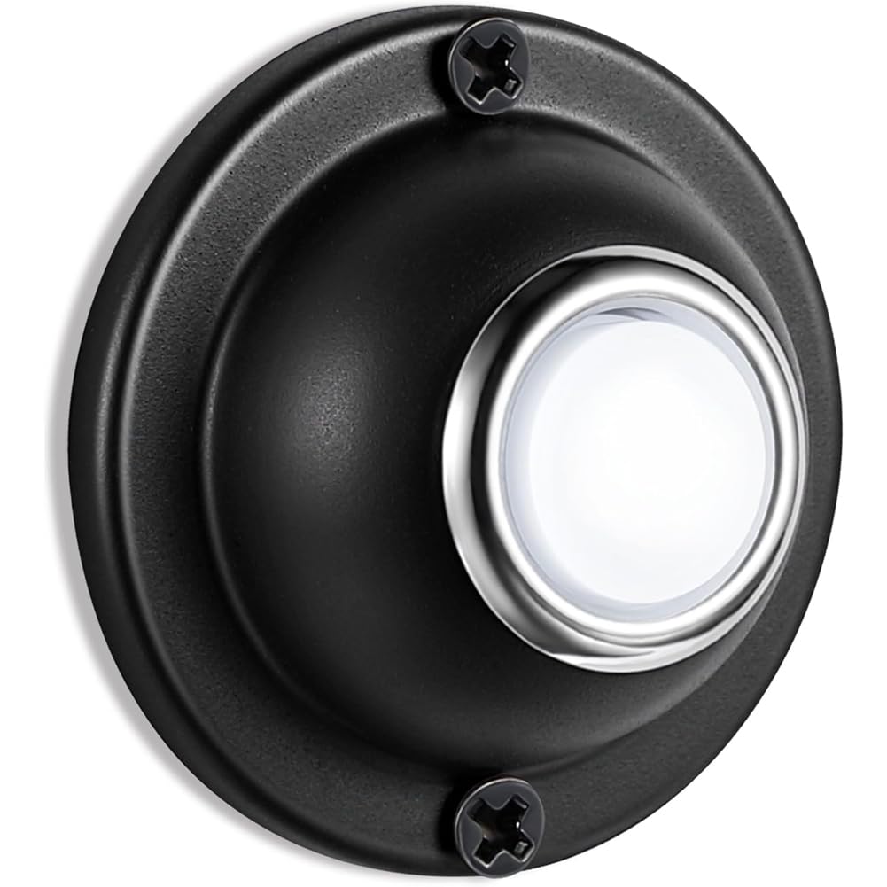 UDSKNV[KSL Metal Round Doorbell Button Solid Iron Wired Lighted Up LED Door Buttons Replacement Door Bell Button