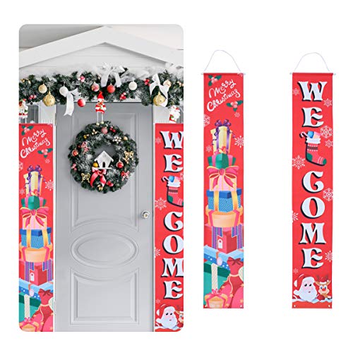 Cabilock 1 par de banners de varanda, placa de boas-vindas para varanda, decoração de Natal para fes