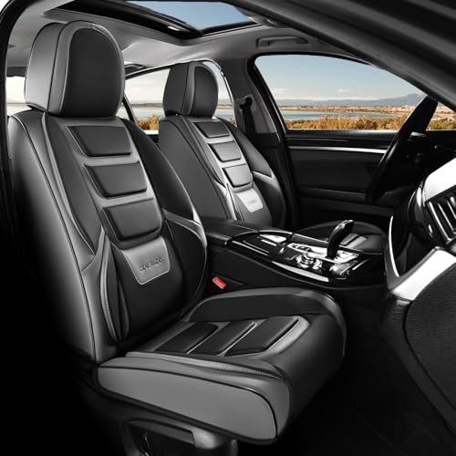 Image of Coverado Car Seat Covers, Front Covers for Cars, Car Seat Cover Front Seats, Automotive Seat Cover, Waterproof, Leather Car Seat Cushion, Universal Interior Covers Seat Protectors for Most Cars Gray
