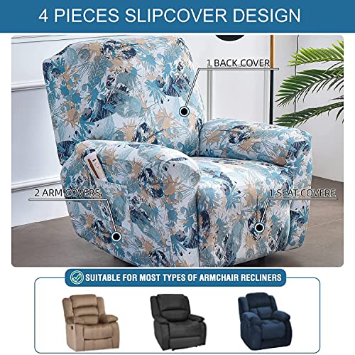 Image of Eco-Ancheng Recliner Slipcovers 4-Pieces Lazyboy Recliner Covers Recliner Couch Covers Recliner Chair Cover Non Slip Reclining Slipcovers with Storage Pockets Furniture Protector for Living Room
