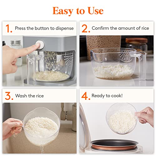 Lifewit Large Rice Dispenser Container 25.4 Lbs, Airtight Cereal Storage Containers With Measuring Cup, Sealed Moisture Proof Rice Bucket, Dry Food Grain Flour Soybean For Kitchen Household, Bpa-Free #TOP4