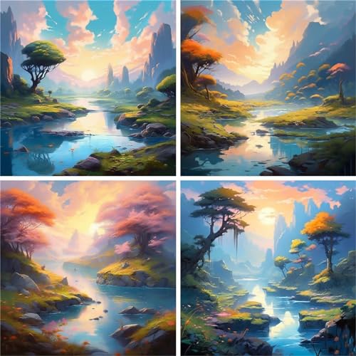 Peinture Diamant Nuage Anti-Stress Grand Format Kit 4 Pack
