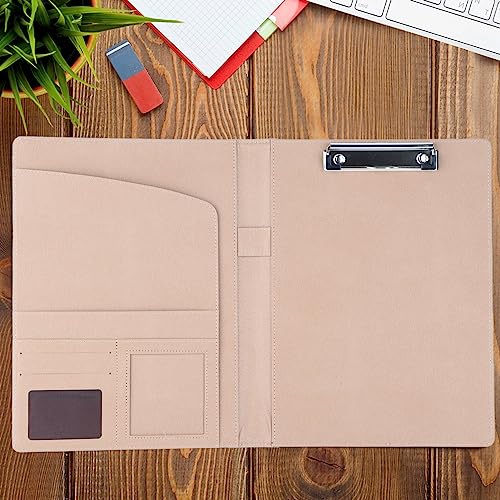 Professional Business Padfolio A4 Multifunctional PU Leather File Folders with Pockets Clipboard Folder for A4 Writing Pad with Card Slot for Business Meetings Interviews Classroom (Black) by Walfront - Used condition - Image 6