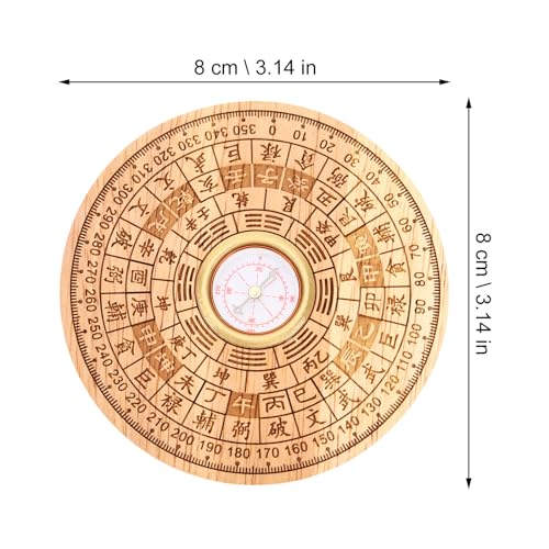 Brújula china de madera Ciieeo Feng Shui Luopan 2 pulg miniatura 2