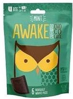 Awake Chocolate Mint Dark Chocolate Bites - 6 count per pack - 10 packs per case.