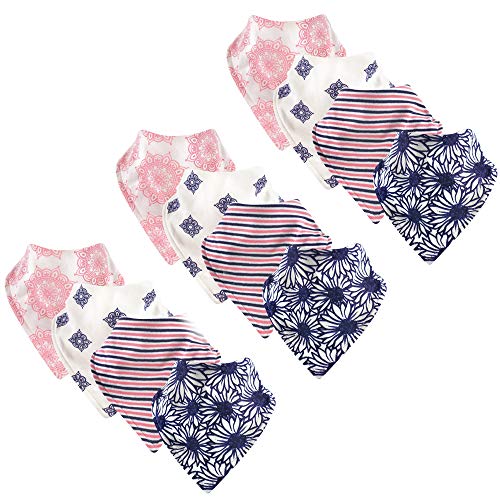 Image of Touched by Nature Unisex Baby Organic Cotton Bandana Bibs, Daisy 12-Pack, 0-9 Months