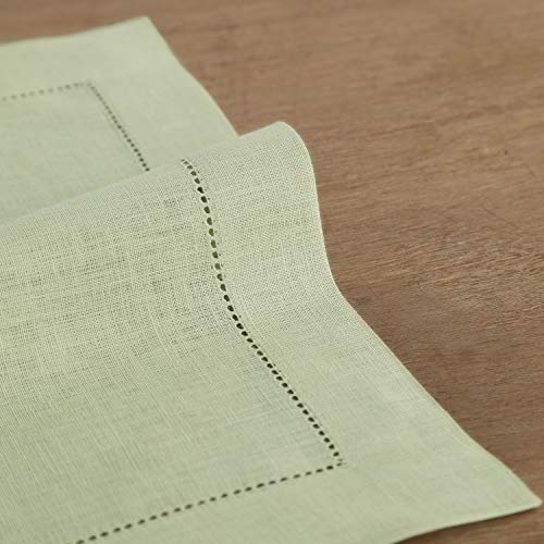 Solino Home Linen Dinner Napkins 20 X 20 Inch – Sage Green, 100% Pure Linen Set Of 4 Cloth Napkins For Summer, Wedding – Machine Washable And Handcrafted From European Flax – Classic Hemstitch #TOP1