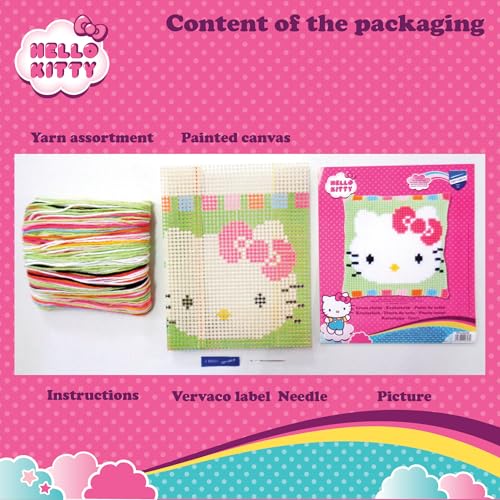 Kit coussin point de croix Hello Kitty Vervaco à offrir en cadeau