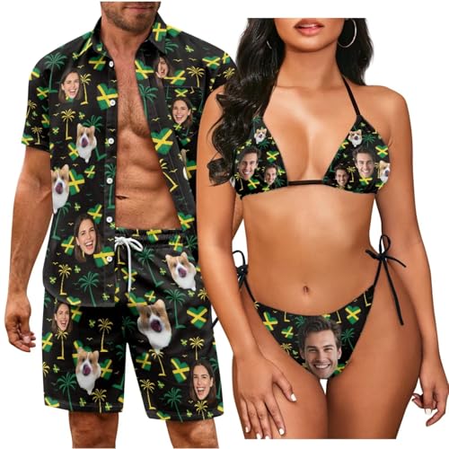 Mens 2 Piece Outfits/Women's Bikini Sets,Custom Face Swimsuits,XS-3XL