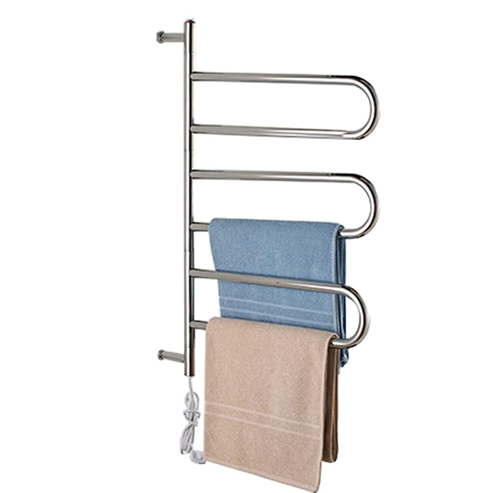 Chauffe-serviettes mural en inox 304 avec rotation à 180 et interrupteur étanche