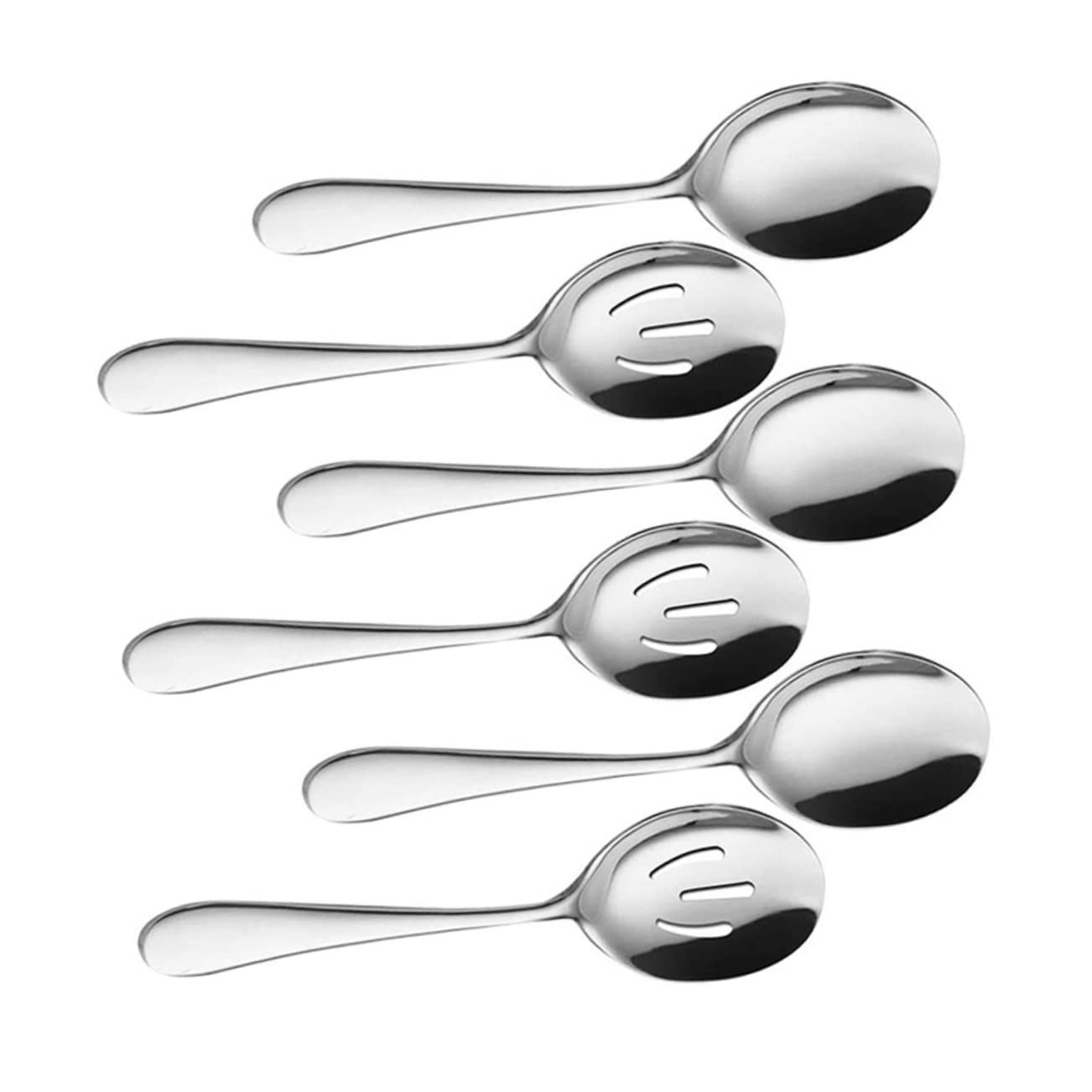 Garneck 6pcs Salad Serving Spoons Stainless Steel Dinner Spoons Set for Parties Hotels Restaurants