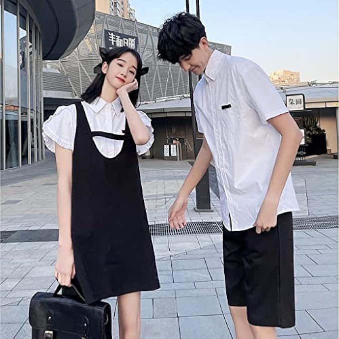 BKDFD Fashion Couple Two-Piece Short Sleeve Dress Set Couples Clothes Couples Clothing (Color : D, Size : Man L Code)