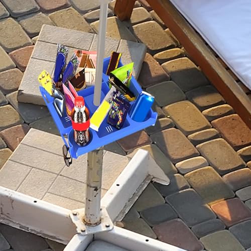 Bandeja para paraguas de terraza con 4 portavasos y compartimentos para jardín 8