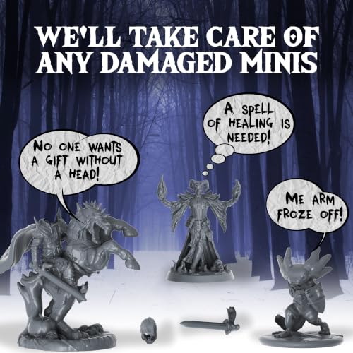 Image of DND Miniatures Advent Calendar, 33 Unpainted Monster & Mimic Minis | Includes dungeon terrain & mystery NPC figurines, 28mm, PVC, ready for hobbyists & ttrpg players