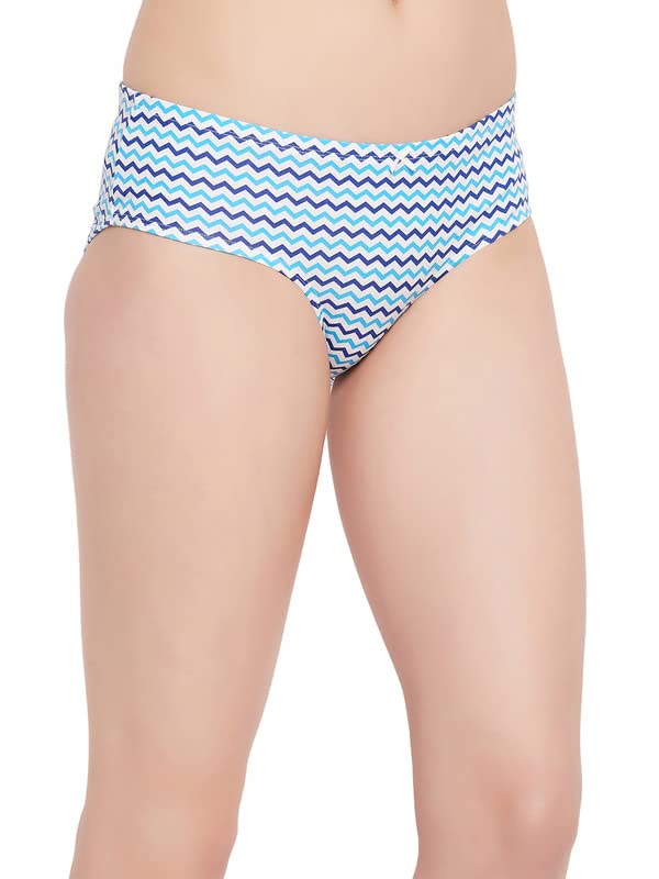 Image of Clovia Women's Cotton Mid Waist Geometric Print Hipster Panty in Blue