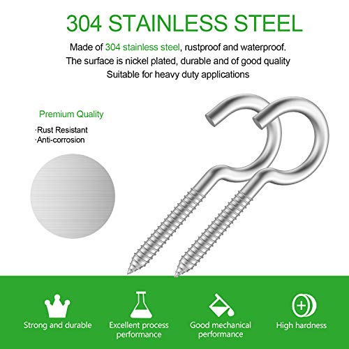 Yairmis Pack Of 20 Metal Hooks,304 Stainless Steel Screw Hooks thumb #3