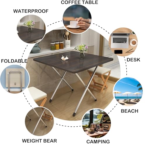جيجيرو طاولات تخييم قابلة للطي، طاولة تلفزيون قابلة للطي لتناول الطعام، حامل لابتوب الكمبيوتر، الالعاب، المكتب، طاولة نزهة محمولة، سهلة التجميع، موفرة للمساحة، ثابتة ومتينة، 23.6 × 23.6 × 29.5 انش