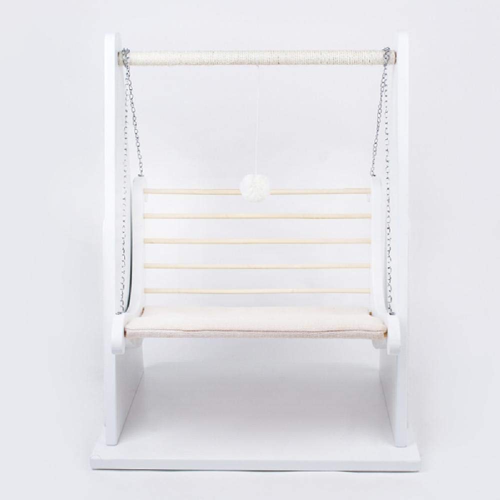 GWZZ Oscilación del Gato del Gato Hamaca Cama Colgante sólido del Verano del Gato de Madera Arena para Gatos Columpio Que cuelga de Basura Pet Supplies,White